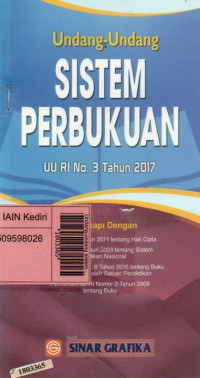 Image of Undang-undang sistem perbukuan UU RI No. 3 Tahun 2017