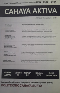 Image of Cahaya Aktiva: Jurnal Ekonomi, Manajemen, dan Akuntansi Vol.03 No.01 Hal. 1-71 Maret 2013